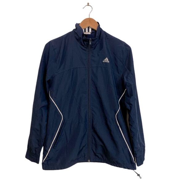 Adidas Navy and White Full Zip Windbreaker Size Small - Picture 1 of 6